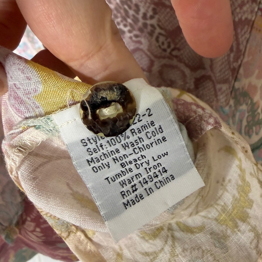 Johnny Was Workshop Ramie Patchwork Button Down S… - image 7